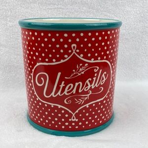 The Pioneer Woman Polka Dot Stoneware Utensil Crock 6.5”